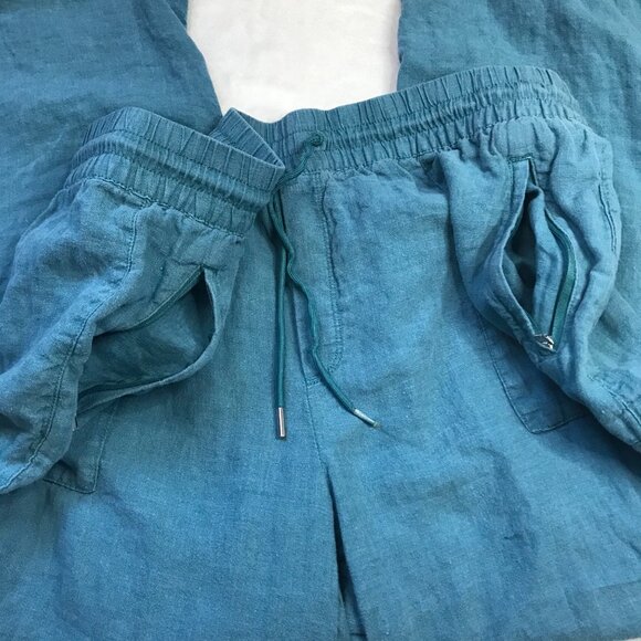 Athleta Retreat Linen Mid-Rise Wide Leg Pants Women's Plus Size 16 Split Hems - Picture 14 of 14